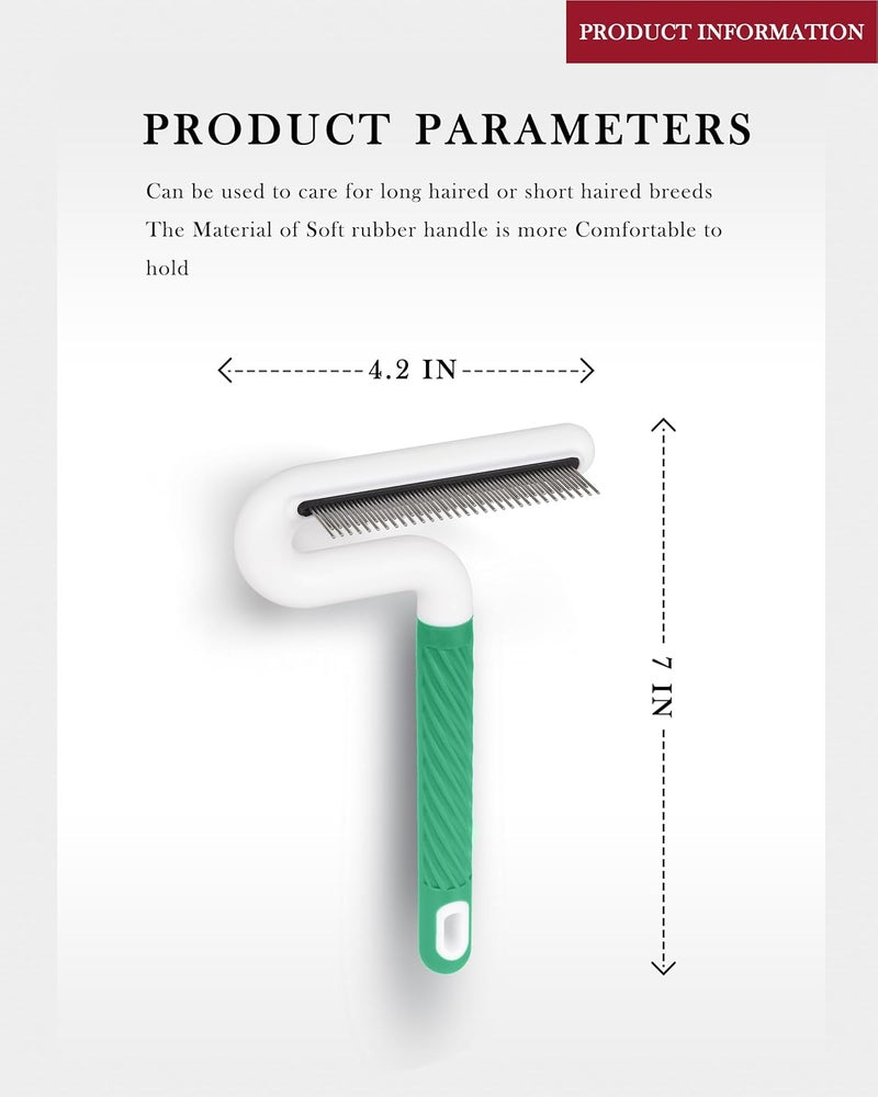 TailGurus Pet Flea Comb for Dogs & Cats - Grooming Tool with Long & Short Steel Teeth, Safely Removes Tangles and Knots, Gentle Detangling Brush for Pet Hair (TG2043)(Green) - Image 5